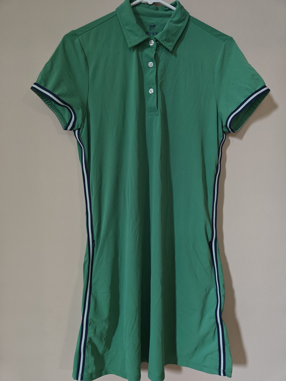 RNWK Green Golf Dress with Navy & White Side Stripes